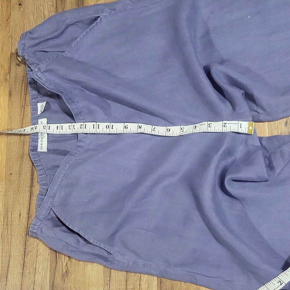 MARISA CHRISTINA Periwinkle Blue Linen Lagenlook 2 Piece Shirt/Jacket & Pants - Picture 17 of 17